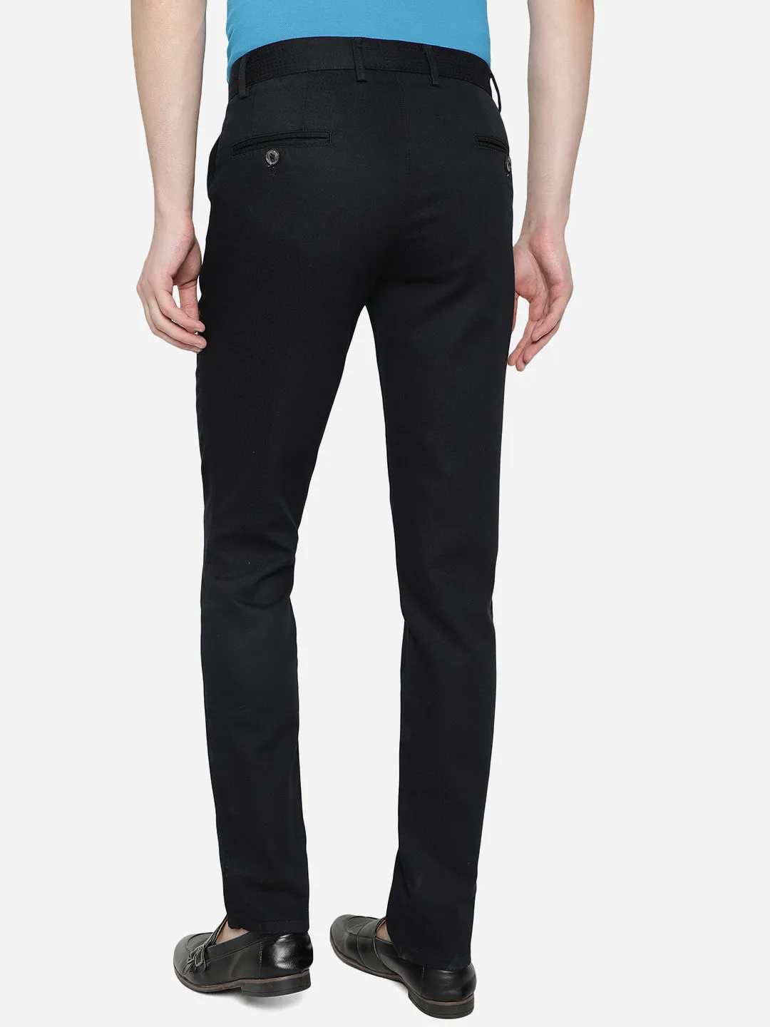 Black Solid Super Slim Fit Casual Trouser | Greenfibre