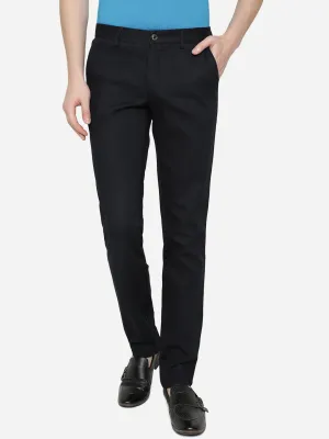Black Solid Super Slim Fit Casual Trouser | Greenfibre