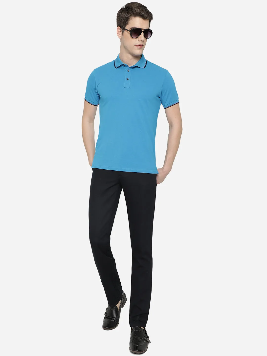 Black Solid Super Slim Fit Casual Trouser | Greenfibre