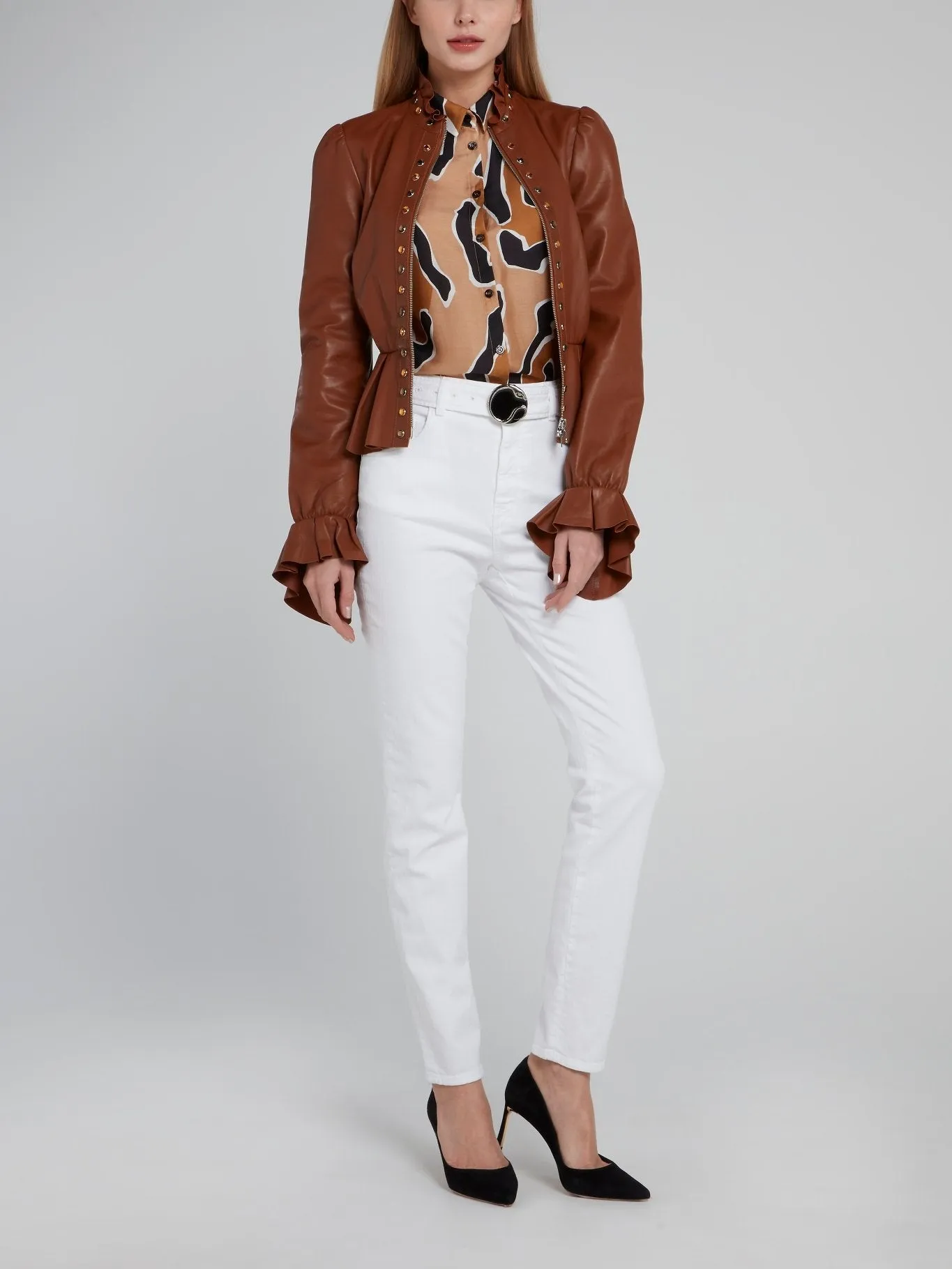Brown Leopard Effect Viscose Shirt