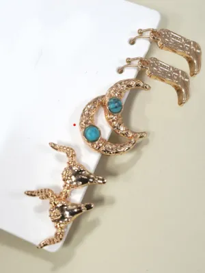 BULLHEAD TRIO EARRING SET