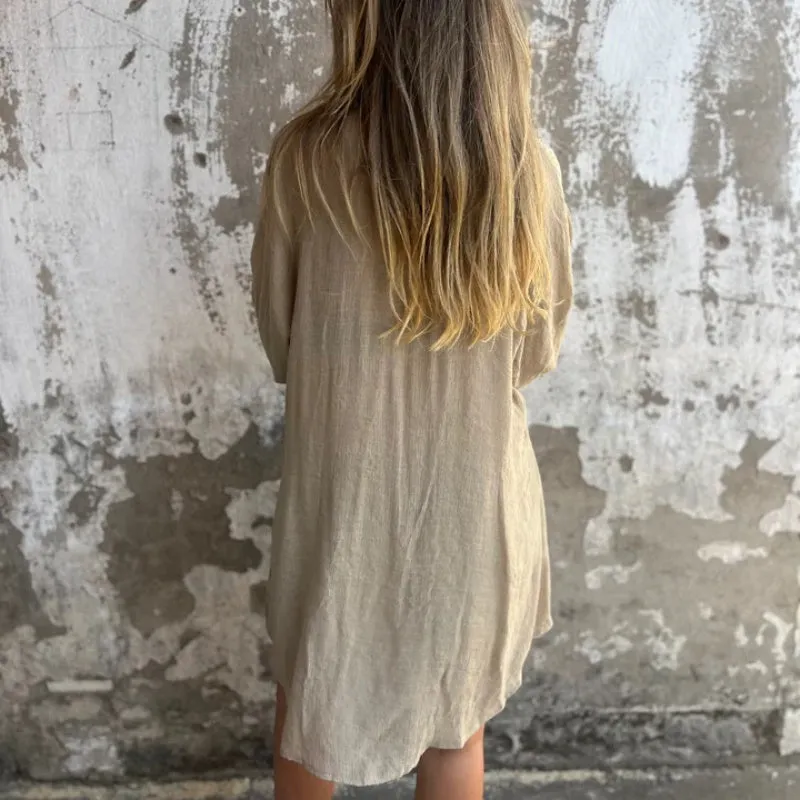 Chic Lounge Two-Piece Set – Long-Sleeve Blouse & Shorts