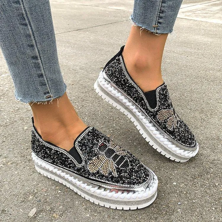 Chic Sequined Platform Shoes