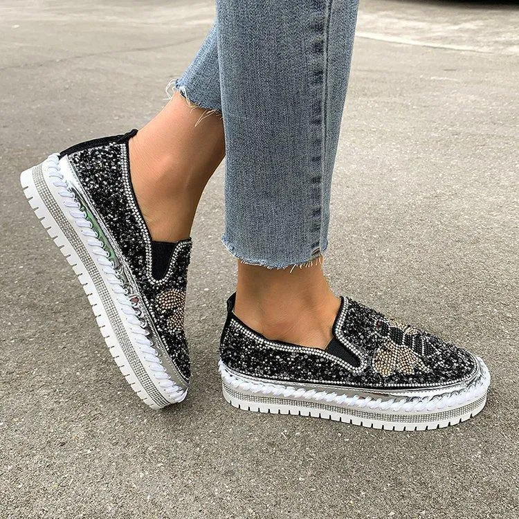 Chic Sequined Platform Shoes
