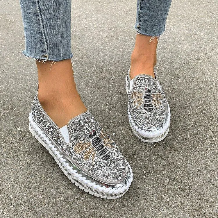 Chic Sequined Platform Shoes