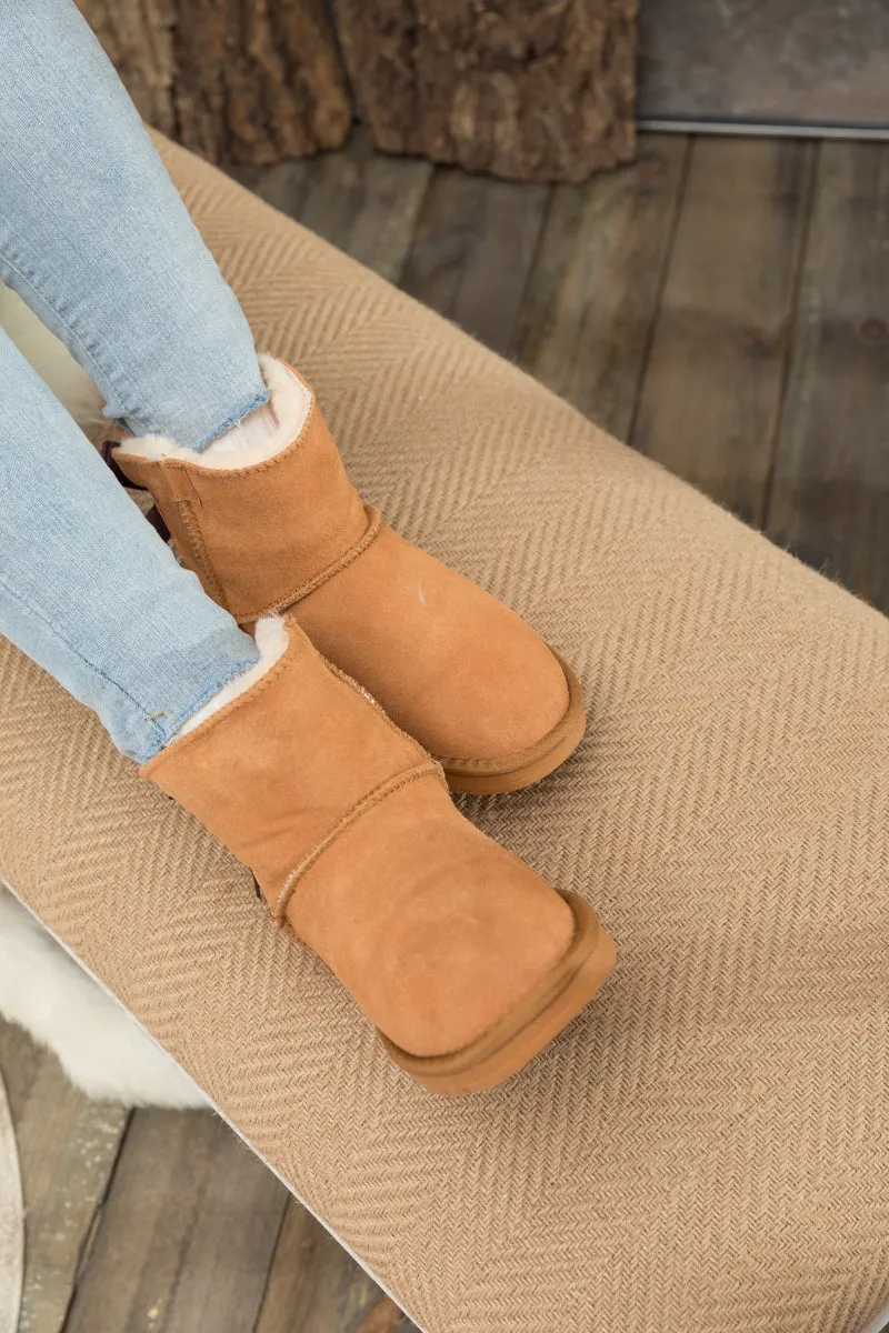 Classic Ribbon Bow-Back Faux Fur-Lined Mini Boots