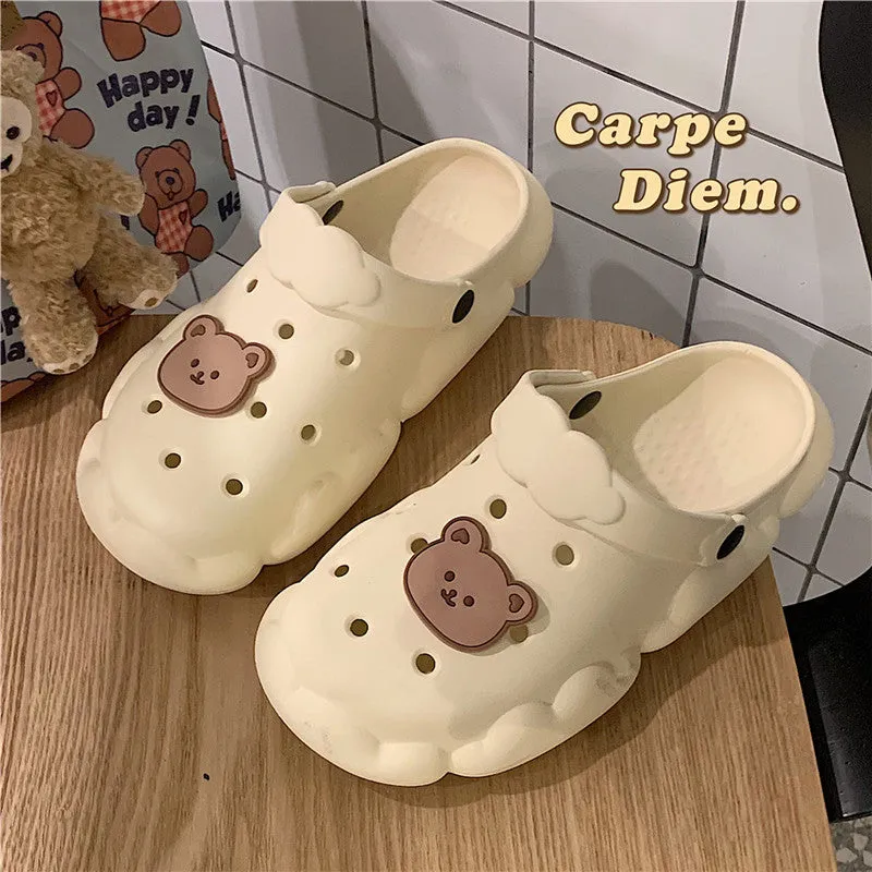 Cute Bear Cartoon Hole Shoes Slippers UB3252