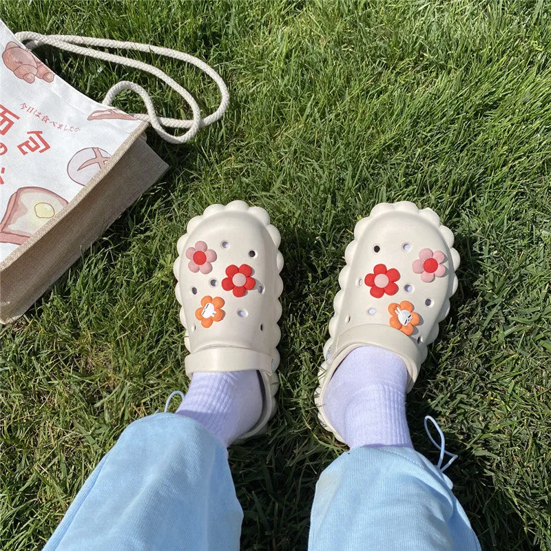 Cute Little Flower Big Head Hole Shoes Slippers UB3249
