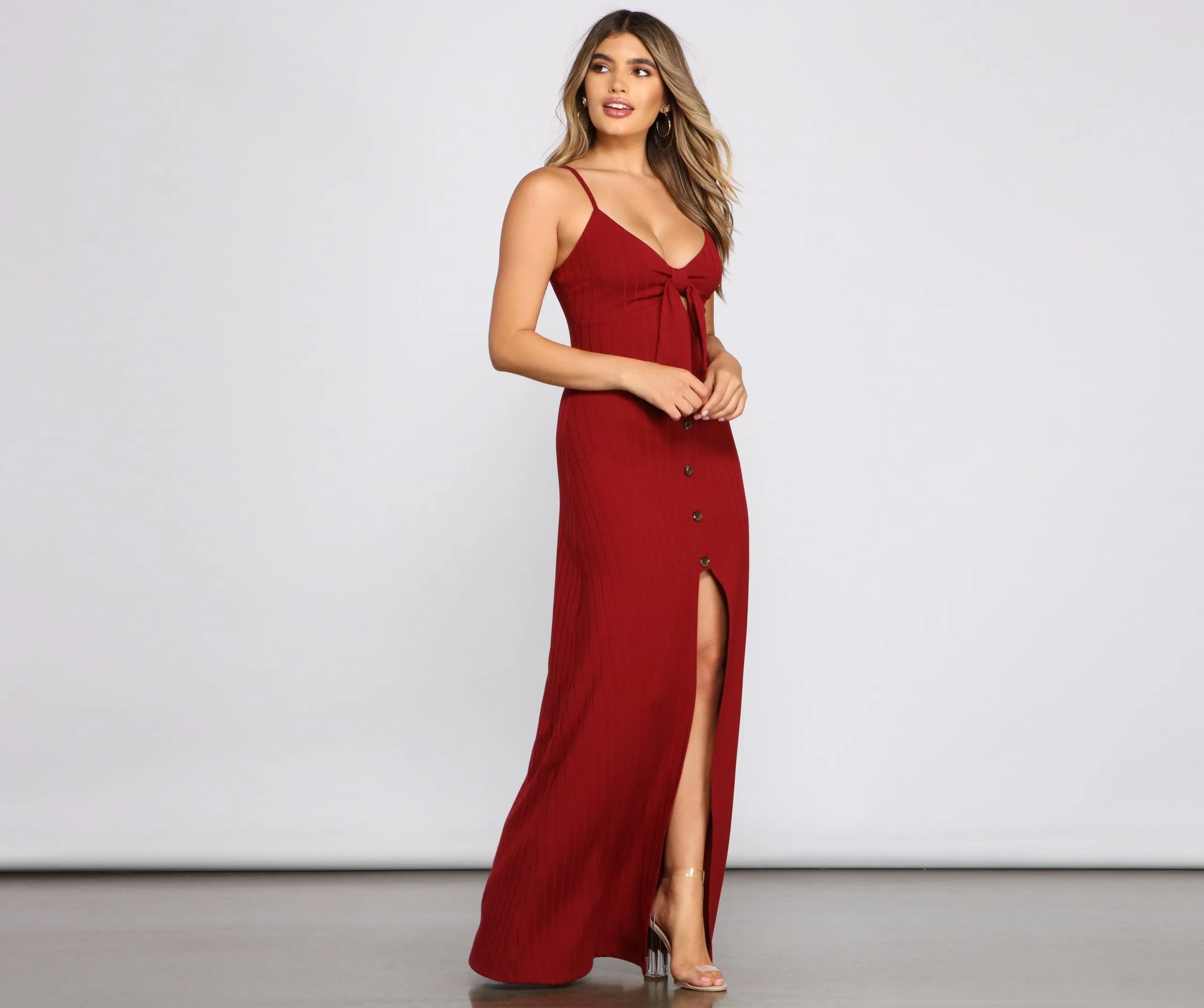 Effortless Style Stylish Tie-Front Maxi Dress