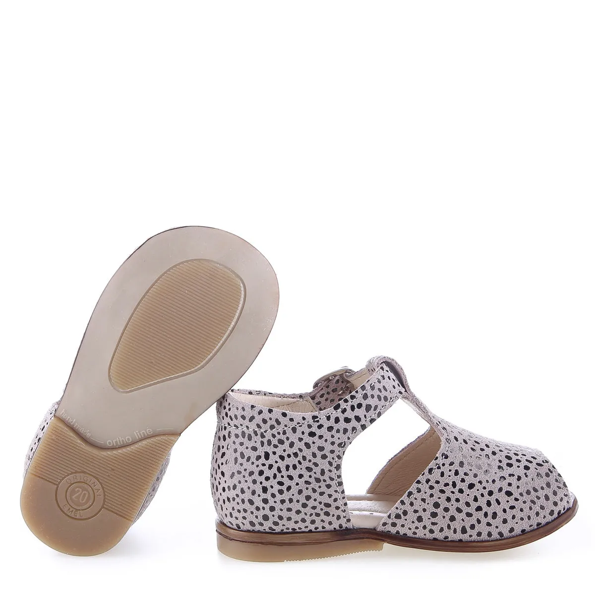 Emel Taupe/Black Dotted Peep Toe Sandal