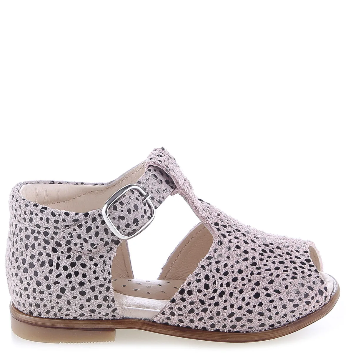 Emel Taupe/Black Dotted Peep Toe Sandal