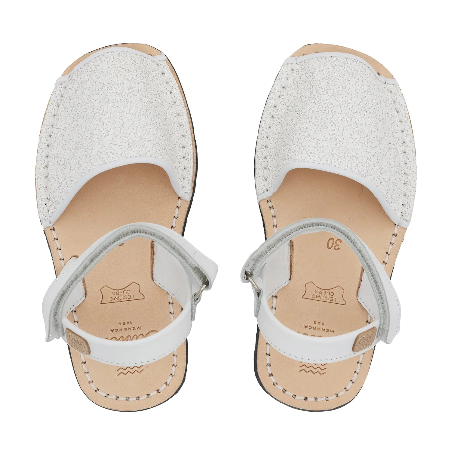 Glittery Leather Menorcan Sandal For Kids - Iker 1097R Stretch Glitter
