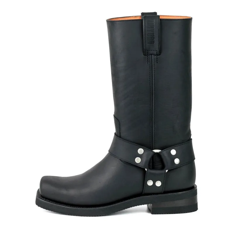 Handmade Black Leather Men's and Women's Biker Boots 1501-6