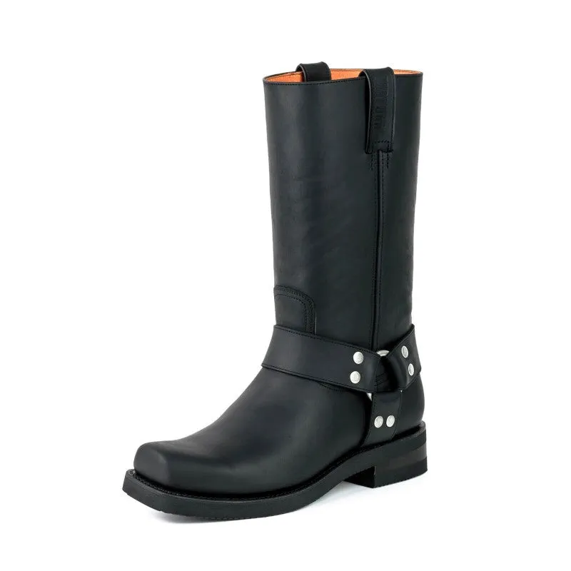 Handmade Black Leather Men's and Women's Biker Boots 1501-6
