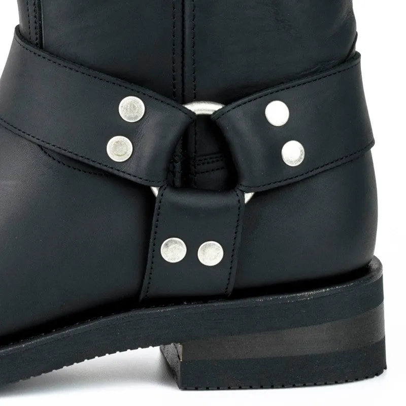 Handmade Black Leather Men's and Women's Biker Boots 1501-6