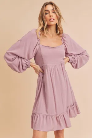 Hazel Blues® |  Aemi   Co Ruffled Hem Square Neck Balloon Sleeve Mini Dress