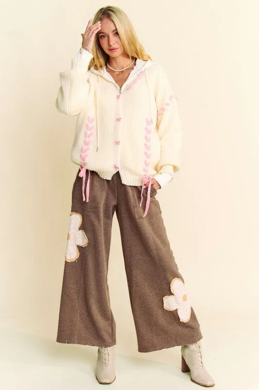 Hazel Blues® |  Davi & Dani Flower Patch Elastic Waist Wide Leg Pants