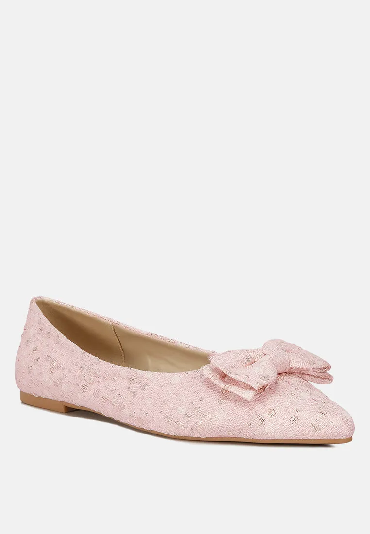 Jacquard Bow Embellished Ballet Flats