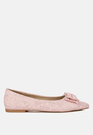 Jacquard Bow Embellished Ballet Flats