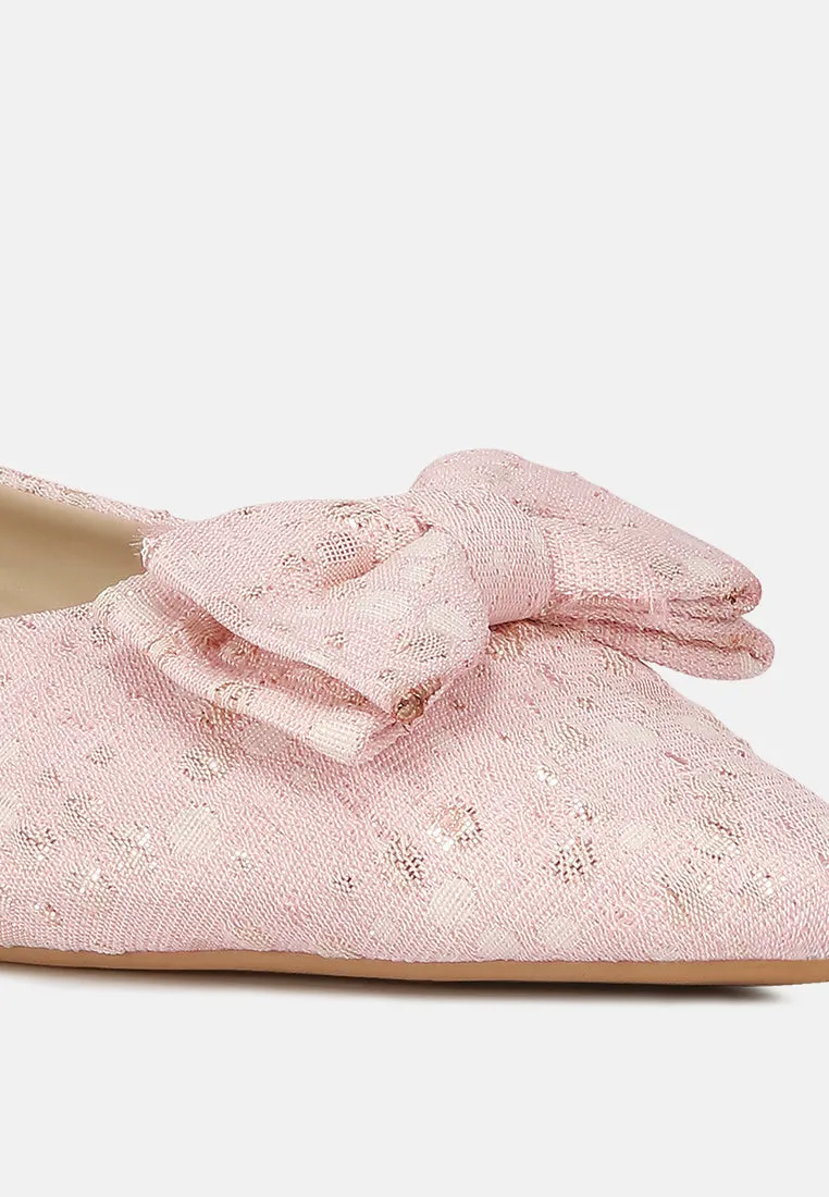 Jacquard Bow Embellished Ballet Flats