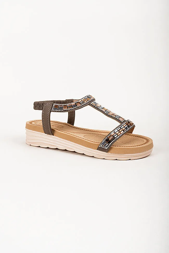 Jemma T Bar Diamanti Taupe Ladies Sandal