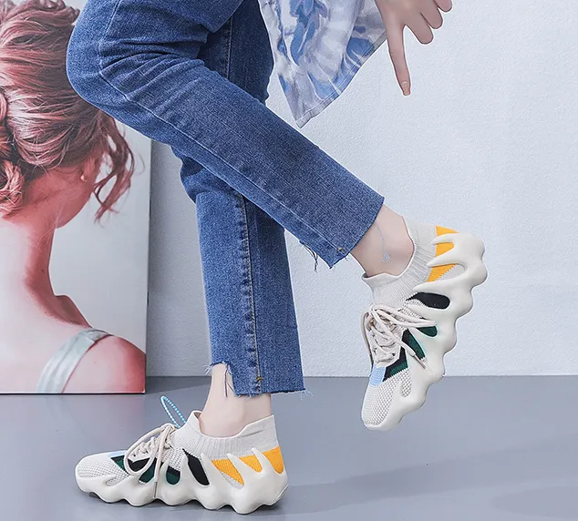Lace-up Knit Breathable Sneakers