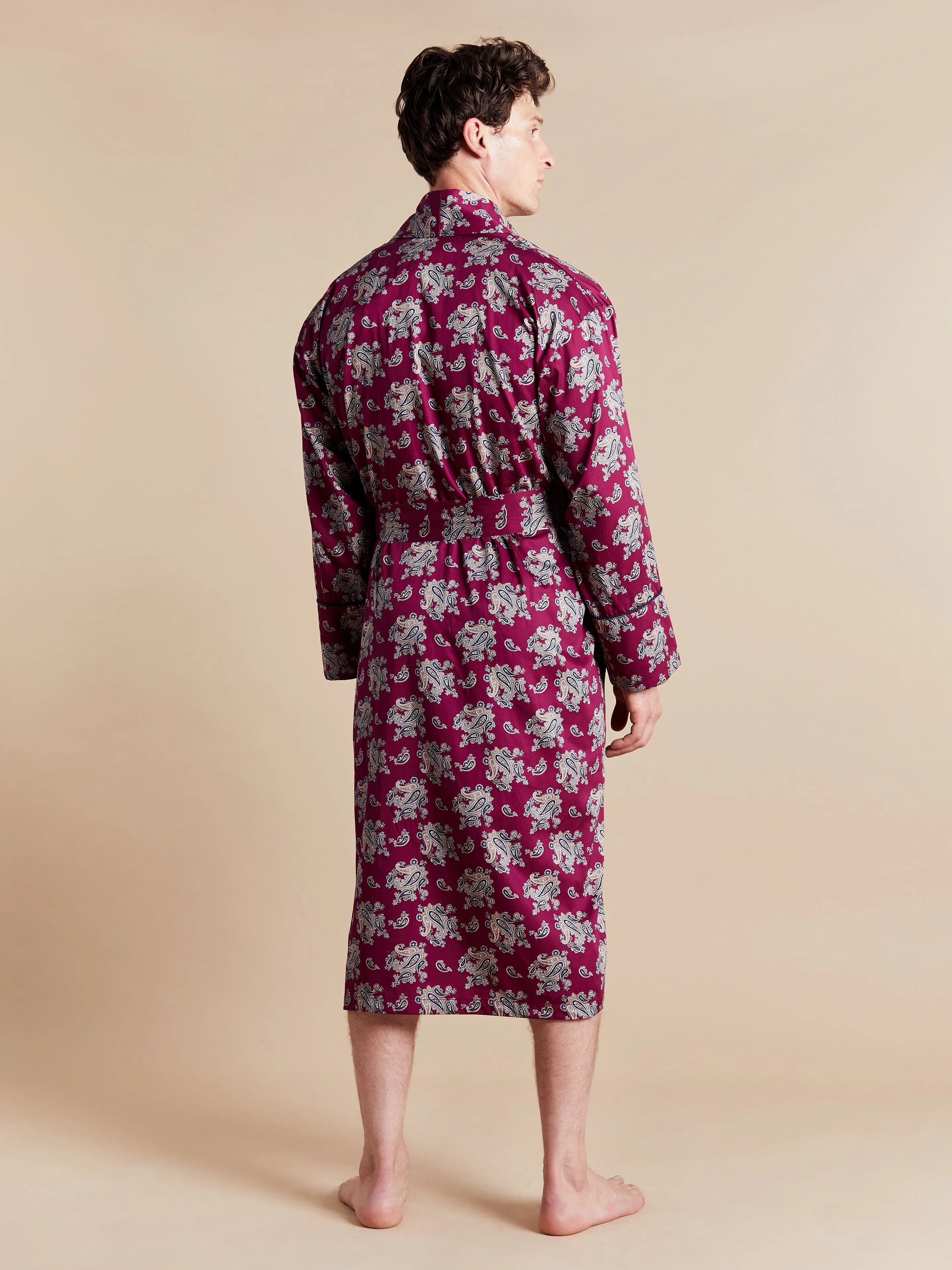 Lightweight Men's Dressing Gown - Gatsby Paisley Wine