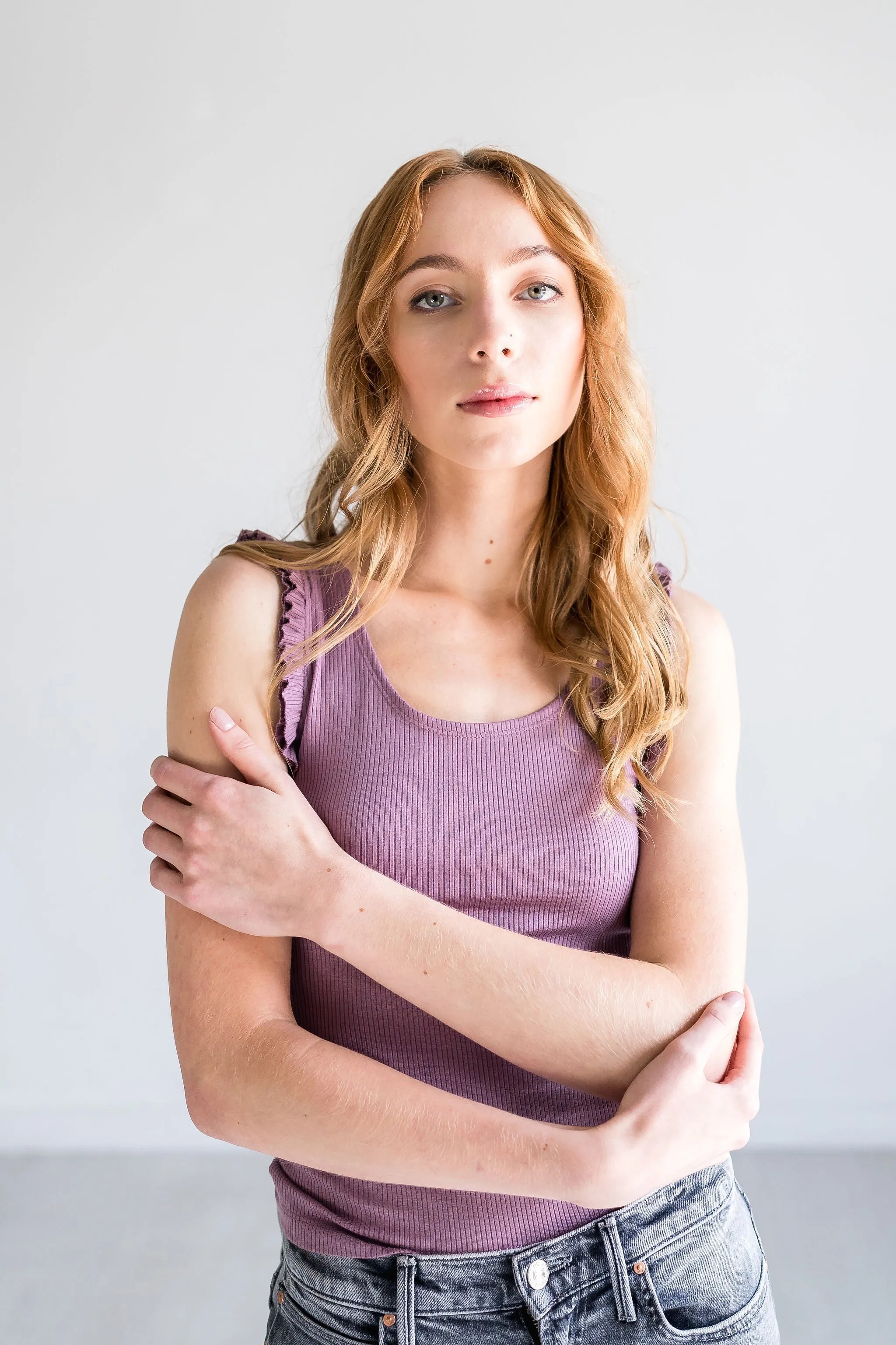 Mauve Ruffle Tank Top