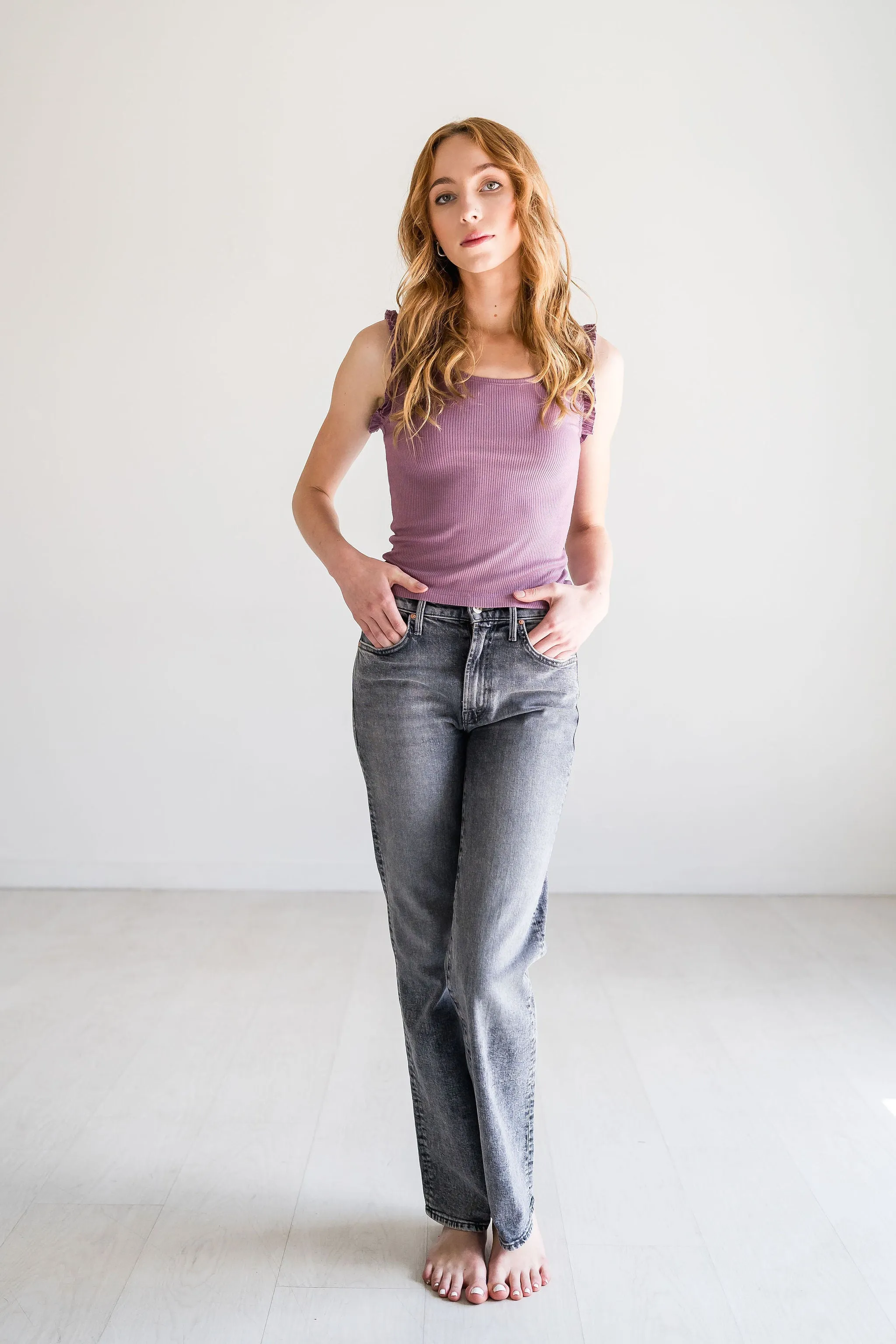 Mauve Ruffle Tank Top