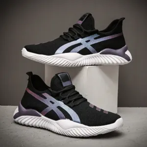 Men Sneakers Stripe Print Lightweight Shoes Running Walking