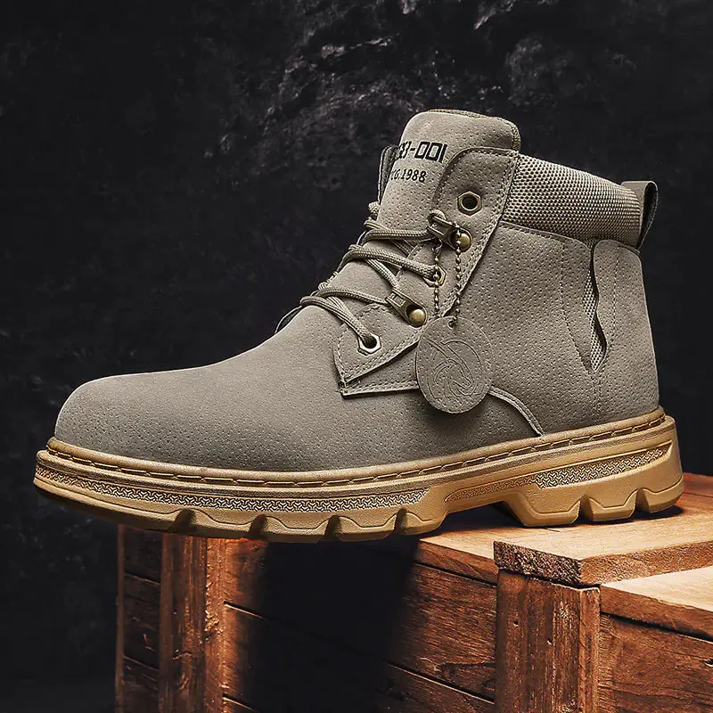 Men's British Style Short Leather Boots for Leisure