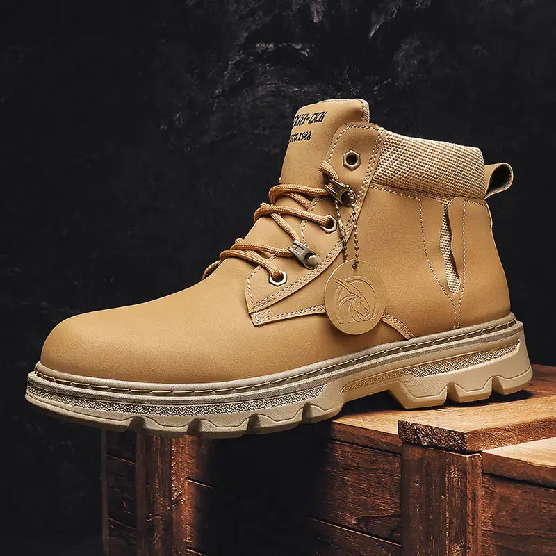 Men's British Style Short Leather Boots for Leisure