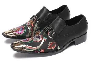 Mens Casual Embroidery Flowers Slip On Loafers