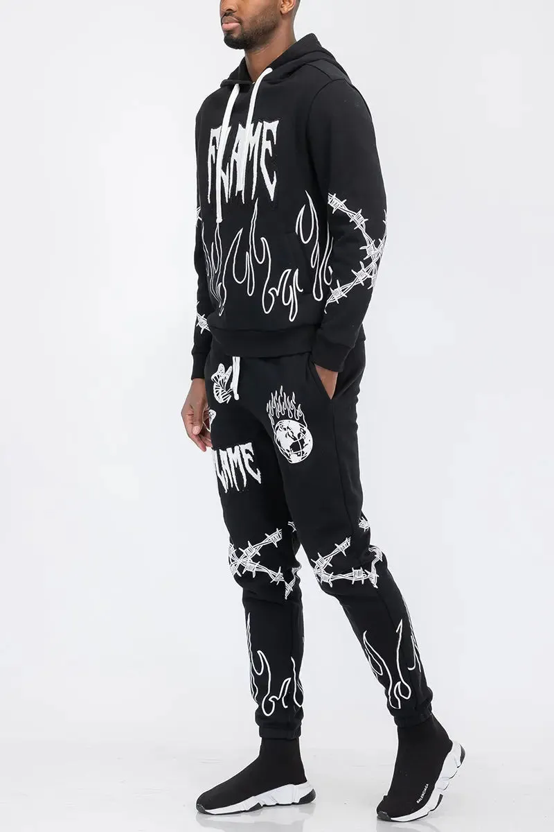 Men's Chenille Flame Sweat Suit