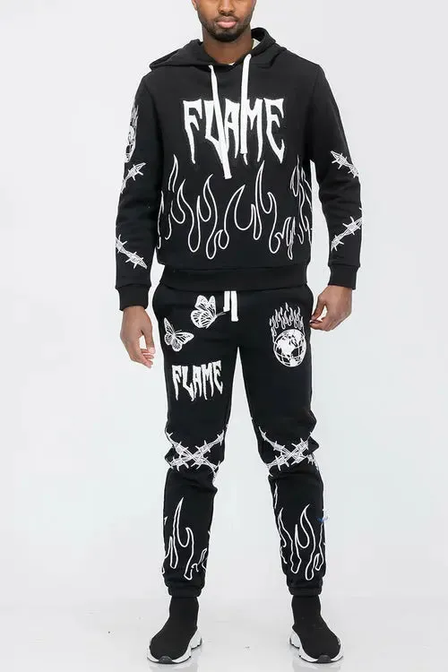 Men's Chenille Flame Sweat Suit