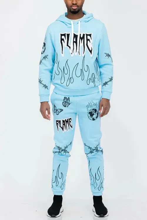 Men's Chenille Flame Sweat Suit