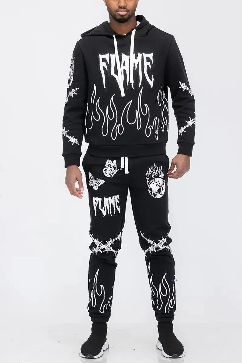 Men's Chenille Flame Sweat Suit