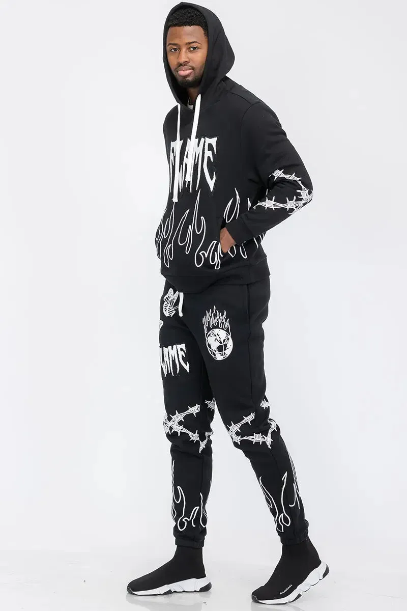 Men's Chenille Flame Sweat Suit