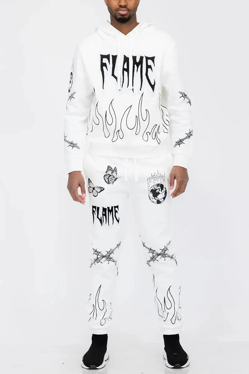 Men's Chenille Flame Sweat Suit