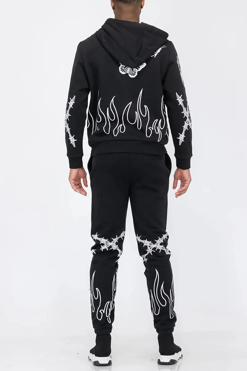 Men's Chenille Flame Sweat Suit