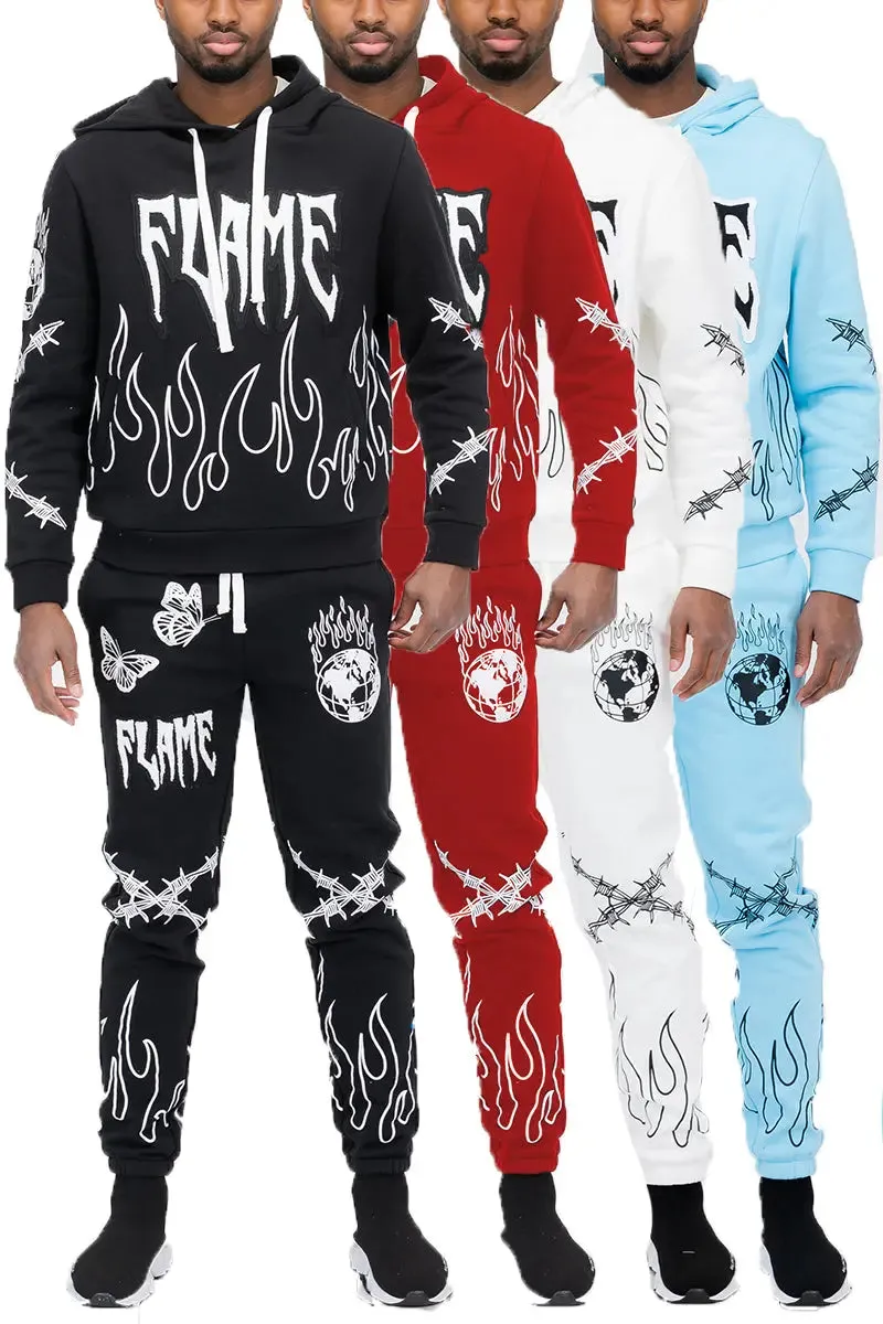Men's Chenille Flame Sweat Suit