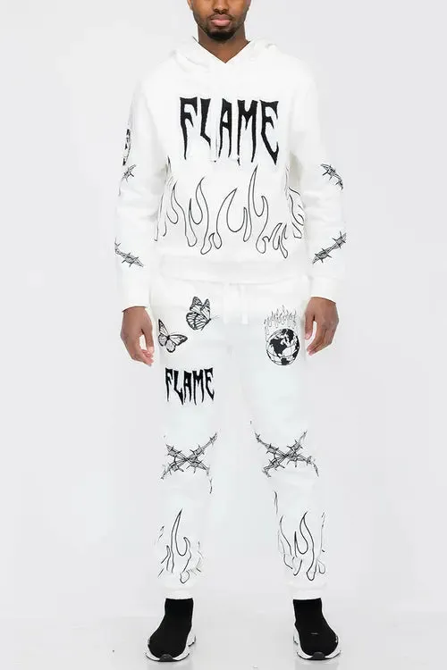 Men's Chenille Flame Sweat Suit