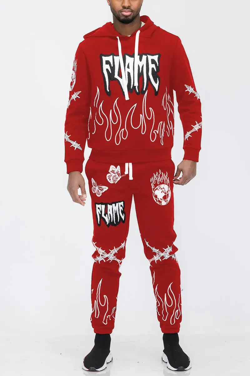 Men's Chenille Flame Sweat Suit