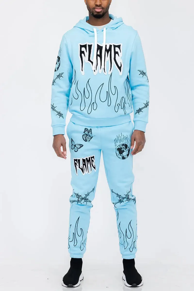 Men's Chenille Flame Sweat Suit