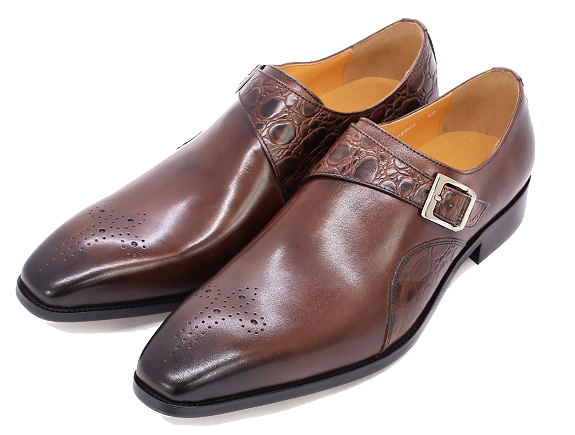 Men's Handmade Single Buckle Monk Strap Loafers