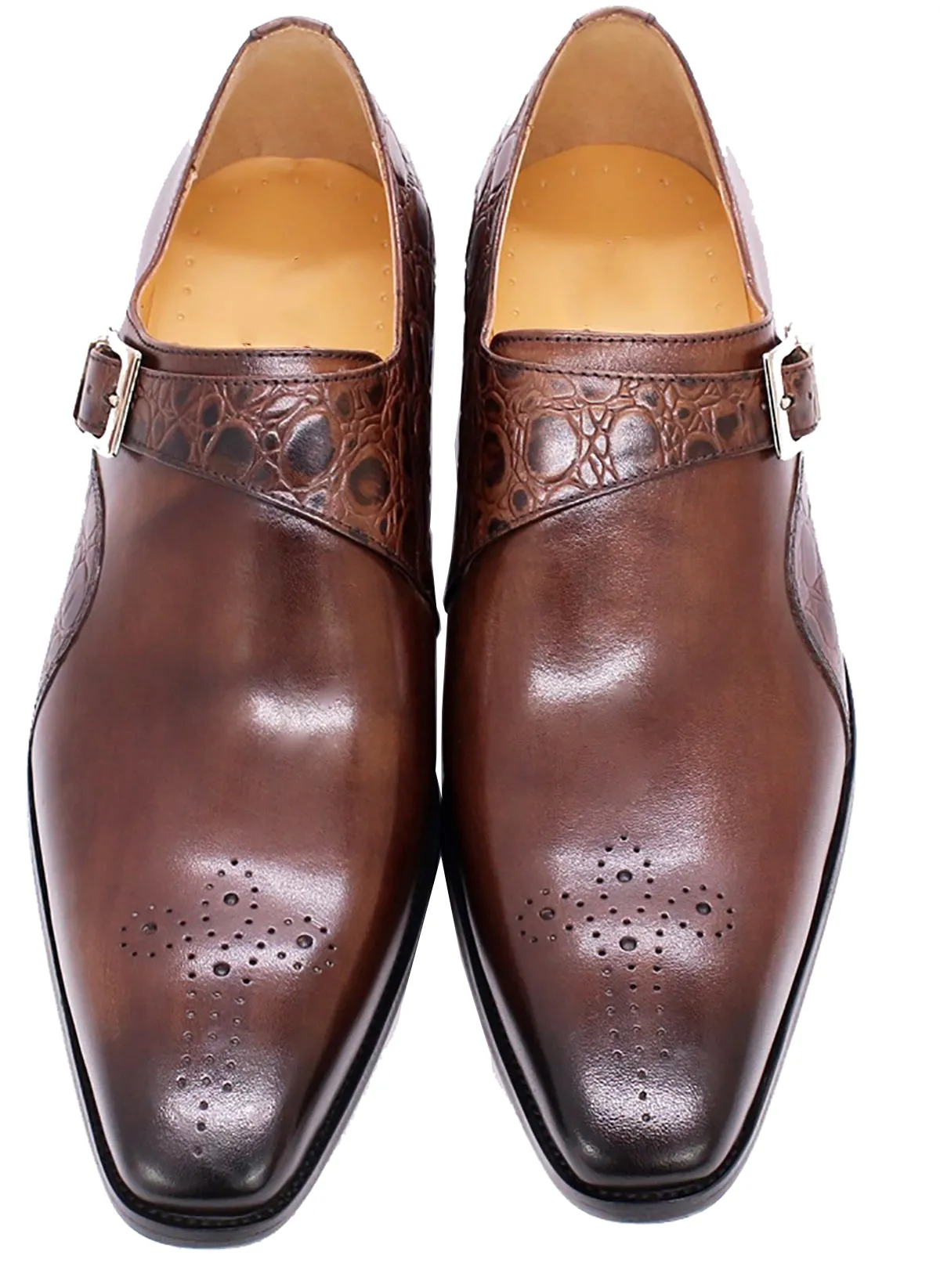 Men's Handmade Single Buckle Monk Strap Loafers