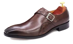 Men's Handmade Single Buckle Monk Strap Loafers
