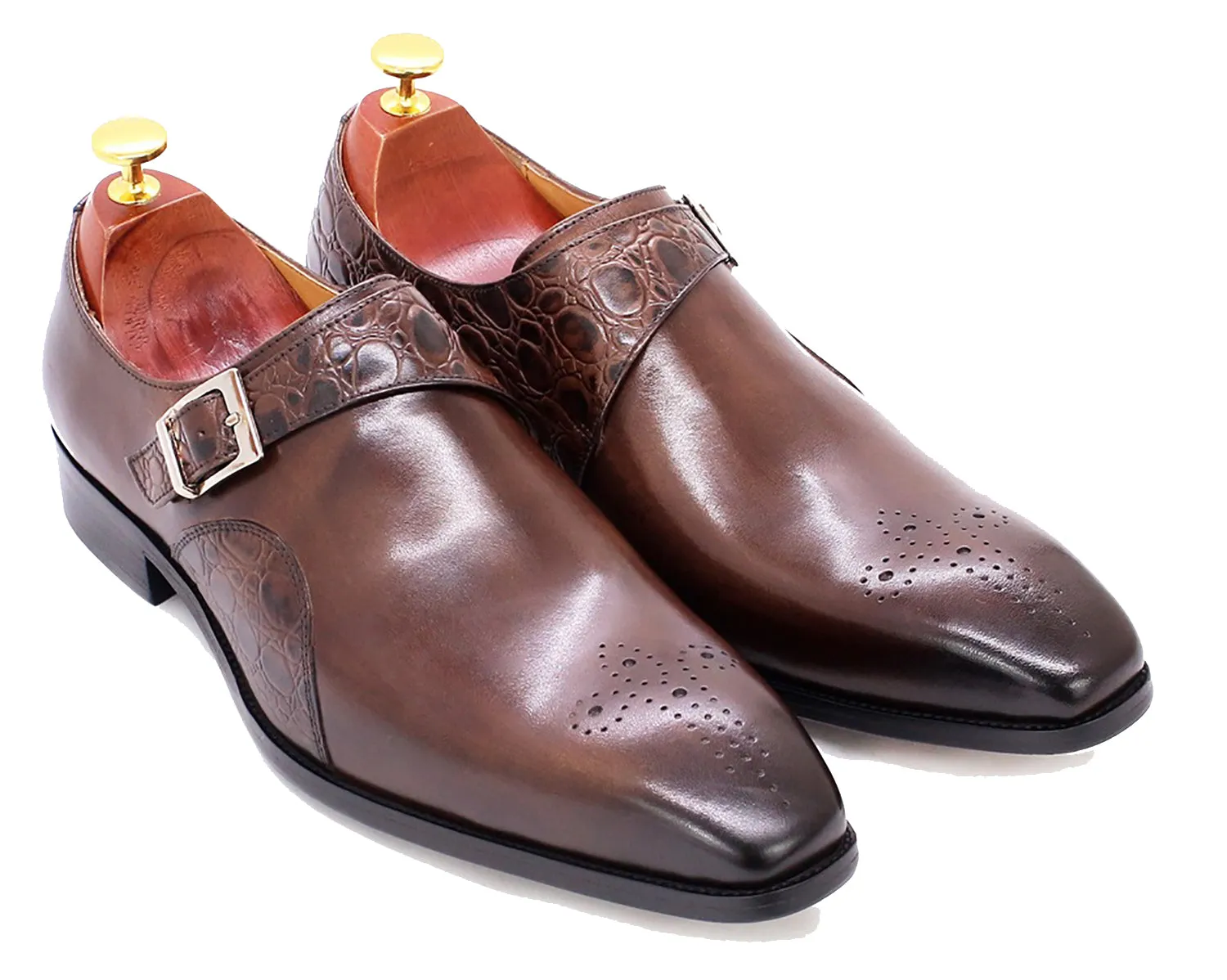 Men's Handmade Single Buckle Monk Strap Loafers