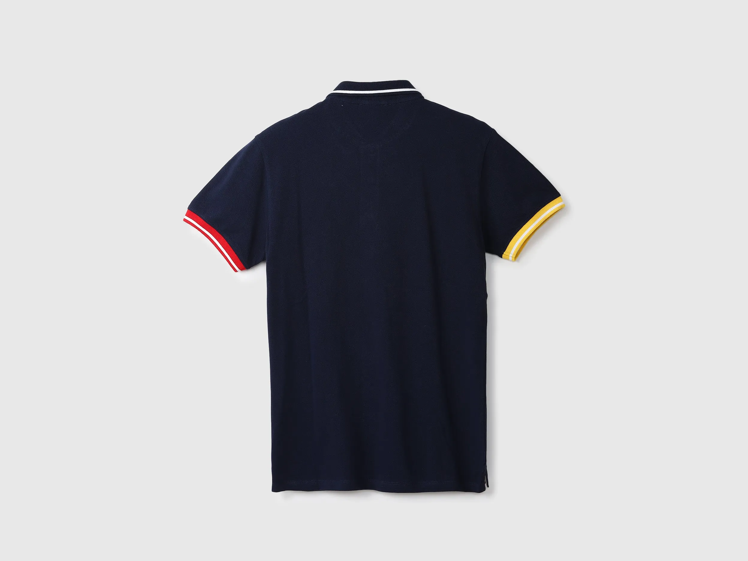 Navy Blue Printed Polo T-Shirt
