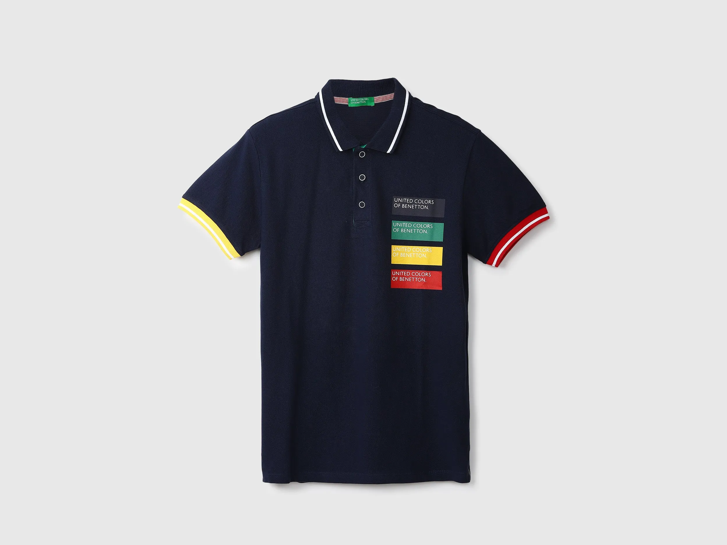 Navy Blue Printed Polo T-Shirt